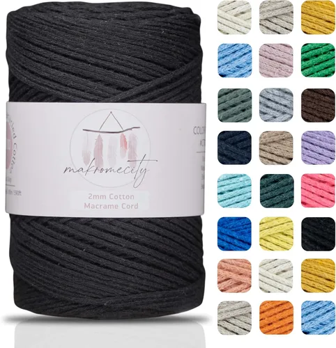 Miniatura 24 de Makromecity, Cordón de macramé de algodón de 0.079 in x 195 yardas (590 pies) de algodón reciclado de 0.079 pulgadas, hilo de ganchillo para Azul