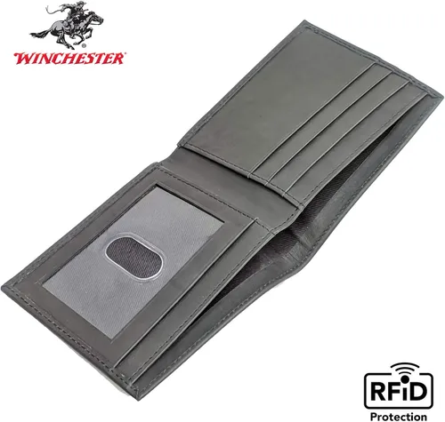 Miniatura 5 de Winchester billete RFID carteras para hombres de cuero genuino grano completo, ranura delgada para tarjeta con ventana de identificación ligero