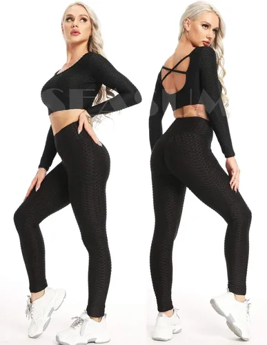 Miniatura 83 de SEASUM - Pantalones de yoga de cintura alta para mujer, con control de abdomen y realce de glúteos, leggings favorecedores para entrenar y correr
