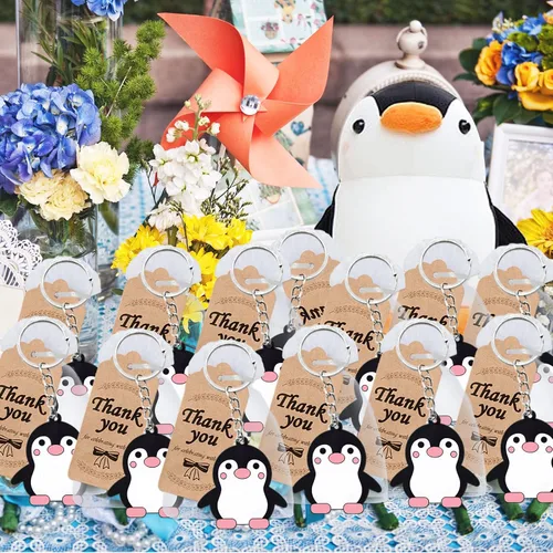 Miniatura 4 de Paquete de 24 llaveros de pingüino, recuerdo de fiesta para amantes de los pingüinos, regalo de regreso de invitados, fiesta temática de animales