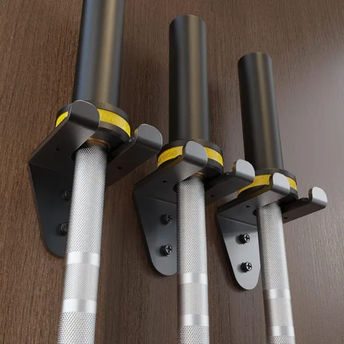 Miniatura 6 de VAIIO Colgador de Barra Olímpica Individual, Estante de Pared para Barra de Gimnasio en Garaje, Soporte de Barra Vertical, Recubierto en Polvo