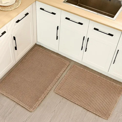 Miniatura 27 de Alfombra de Baño de Lujo tipo Waffle, Súper Absorbente Antideslizante, Alfombras de Baño Bohemias, Ultra Suaves y Cómodas, Lavables a Máquina