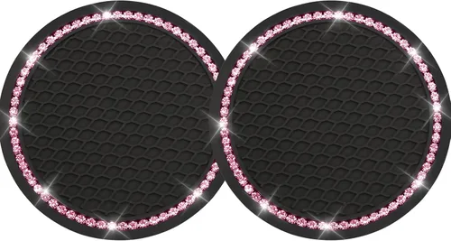 Miniatura 16 de yousheng 2 posavasos brillantes para automóvil, inserto universal para vehículo, inserto de silicona antideslizante de diamantes de imitación