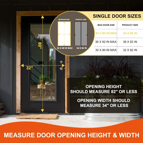 Miniatura 2 de Pantalla magnética de fibra de vidrio para puerta de 32 x 80 pulgadas, malla de fibra de vidrio resistente para puerta interior, patio y puertas