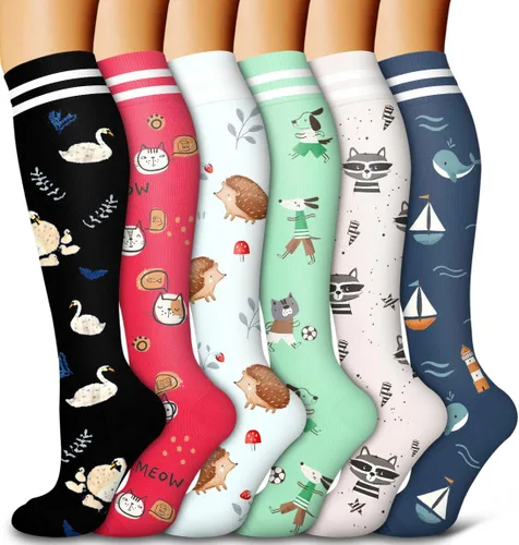 Miniatura 21 de Bluemaple Paquete de 6 calcetines de compresión de cobre para mujeres y hombres, el mejor apoyo para médicos, correr, enfermería, atletismo