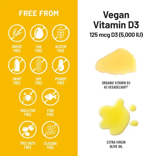 Miniatura 5 de NatureWise Vitamina D3 vegana 5000iu (125 mcg) D3 de liquen - Apoya el sistema inmunológico, muscular y la salud ósea, alta absorción con aceite