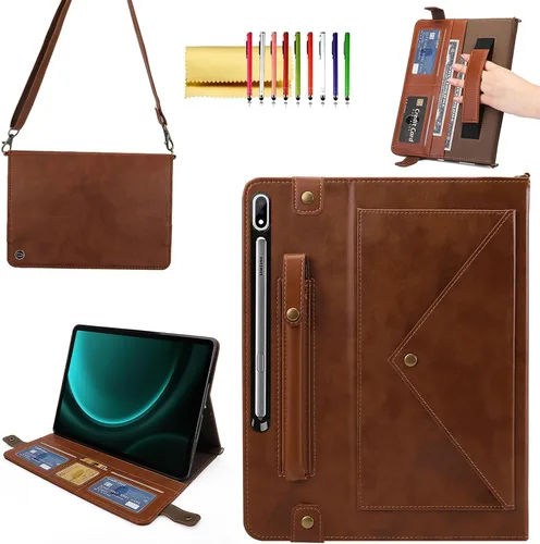 Miniatura 13 de Bolso Funda para Samsung Galaxy Tab S10 FE/S9 FE 10.9"/S9/S8/S7 11", Techcircle Folio con Soporte Cruzado, Billetera con Ranura para Lápiz S Pen