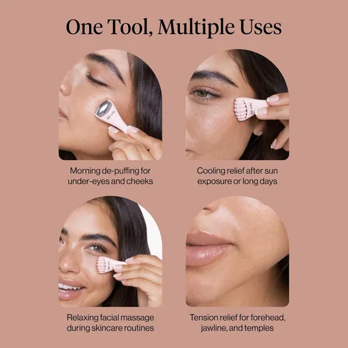 Miniatura 6 de Kitsch Mini rodillo facial y rodillo facial de hielo para el cuidado de la piel, rodillos faciales de acero inoxidable para reducir la hinchazón