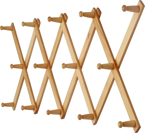 Miniatura 49 de Dseap Acordeón de pared: Perchero de pared expandible de madera de 16" de alto, soporte para sombreros, gancho de acordeón para gorras de béisbol