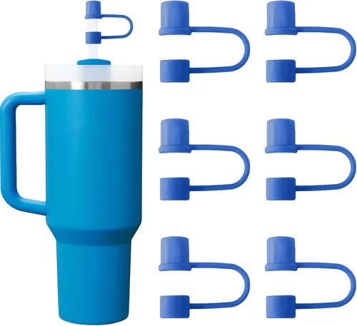 Miniatura 10 de 6 piezas de cubiertas de pajita de silicona con tapa compatible con vaso Stanley de 30-40 oz con mango, tapa de 10 mm, cubiertas de pajita a prueba