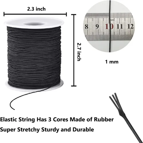 Miniatura 2 de Cordón elástico para pulseras, 1 mm (0.039 in) 330 pies de cuerda duradera para pulseras, cuerda elástica extensible para hacer joyas, collares