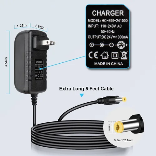 Miniatura 5 de Cargador de 24 V para niños de juguete - Cargador de batería de 24 voltios para Jeep ATV UTV Wrangler SUV con luz indicadora de carga para niños