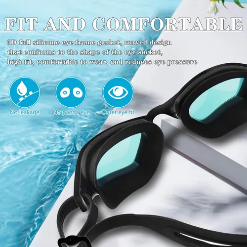 Miniatura 3 de Gafas de natación para adultos, sin fugas, antiniebla, anti UV, para hombres y mujeres, visión clara