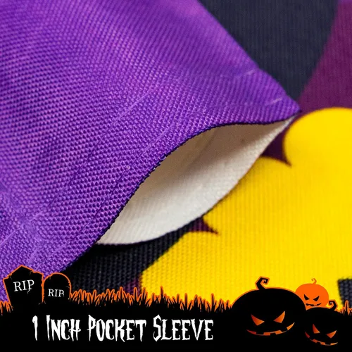 Miniatura 2 de G128 - Bandera de jardín de Halloween, cita de truco o trato con bonito búho, decoraciones de jardín y patio, bandera rústica de temporada para 12 x