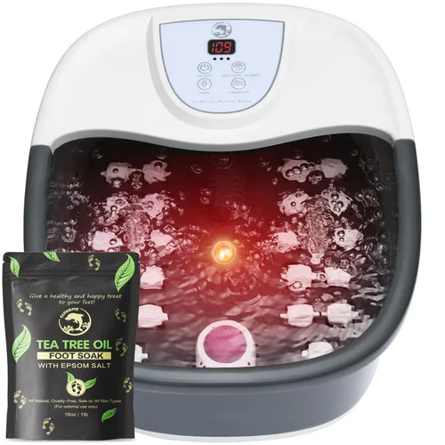 Miniatura 11 de ECARBME Masajeador de baño de pies con calor, vibración, control de temperatura, chorros, burbujas y sal de Epsom, bañera de baño de pies con 22