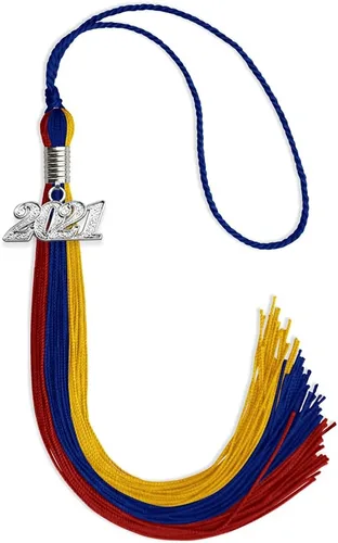 Miniatura 43 de Endea Graduation Borla de triple color con gota de fecha plateada (negro/dorado/granate, 2020)