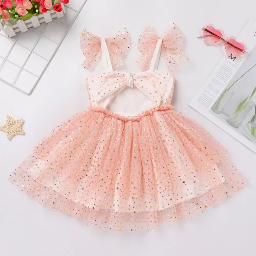 Miniatura 4 de IMEKIS Vestido de cumpleaños para niñas pequeñas, tul brillante, princesa, pastel, sesión de fotos, traje para 1-6T