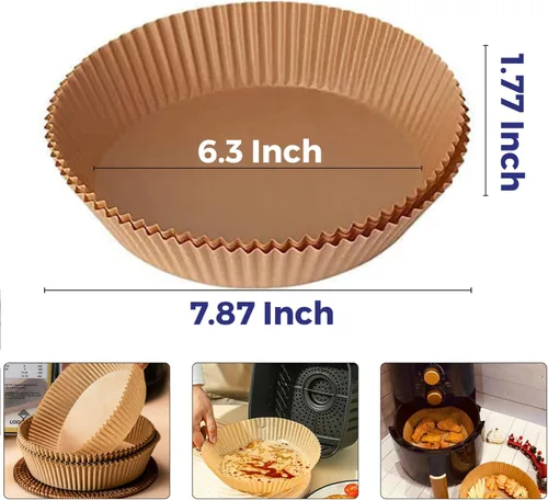 Miniatura 2 de Forro de papel desechable para freidora de aire, 50 piezas de papel pergamino antiadherente para freidora de aire, Lodgisity a prueba de agua