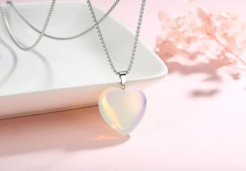Miniatura 2 de XIANNVXI Collares con colgante de piedras preciosas de corazón de cristal curativo, brujería espiritual natural, joyería de piedra de cuarzo Reiki