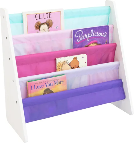 Miniatura 18 de Tot Tutores WO697 Colección de amigos, librería de almacenamiento en bastidor de libros para niños, blanco, rosa y púrpura, Madera maciza