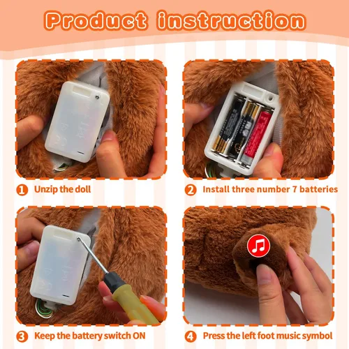 Miniatura 4 de Capybara - Animal de peluche que respira y alivia la ansiedad, con movimiento de respiración realista, luces de música relajantes, peluches