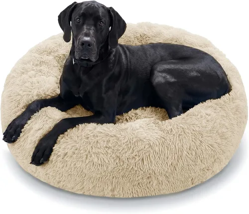 Miniatura 12 de JOLLYVOGUE - Cama para perros y gatos, cama relajante y antiestrés para mascotas y perros pequeños, cojín esponjoso en forma de dona para mascotas