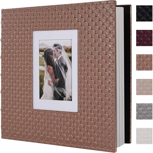 Miniatura 14 de RECUTMS - Álbumes de fotos de 60 páginas con tapa de cuero para manualidades, álbum de fotos autoadhesivo de 4x6, 5x7, 8x10, álbum de fotos Rosa