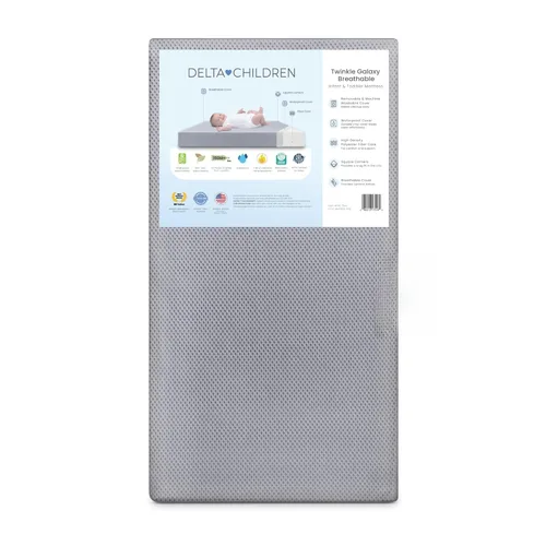Miniatura 9 de Delta Children Twinkle Galaxy - Colchón para cuna y para niños pequeños de doble cara - Núcleo de fibra de origen sostenible premium - Impermeable