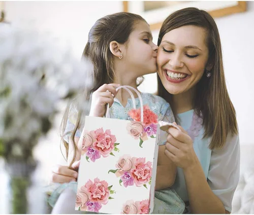 Miniatura 5 de Partico Bolsas de regalo para el día de la madre, bolsa de regalo de clavel rosa con asa para la mejor decoración de fiesta temática de mamá