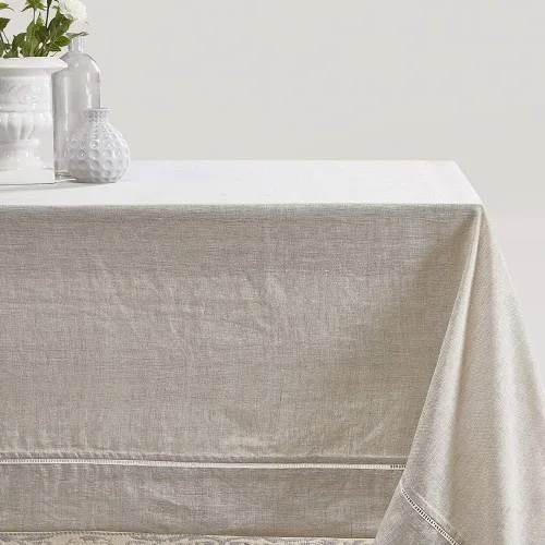 Miniatura 8 de Simple&Opulence Premium - Mantel de lino con dobladillo 100% de 60 x 84 pulgadas, blanco, tela natural, mantel rectangular para uso en interiores