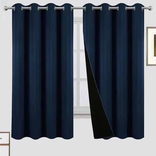 Miniatura 48 de LEMOMO Cortinas 100% opacas de 52 x 95 pulgadas, 2 paneles de oscurecimiento con aislamiento térmico para dormitorio Negro