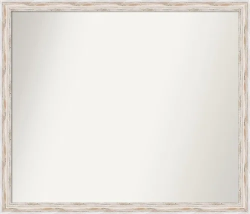 Miniatura 181 de Amanti Art Espejo de baño blanco para sobre el fregadero, 30 x 35 pulgadas, espejo de tocador rectangular estrecho de Eva de oro blanco, marco