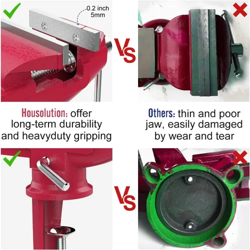 Miniatura 4 de Housolution Abrazadera Universal de Mesa de 3 Pulgadas, Base Giratoria de 360°, Abrazadera de Banco para el Hogar, Abrazadera de Tornillo de Banco