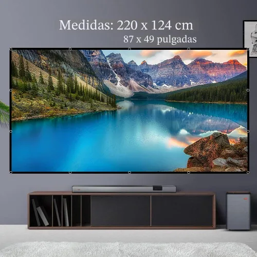 Miniatura 2 de Pantalla de proyector, pantalla de proyector de película de 100 pulgadas, pantallas de proyector portátil plegables 16:9 para cine en casa, al aire