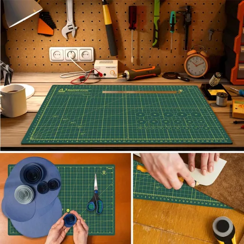 Miniatura 6 de Headley Tools Tapete de corte autorreparable grueso de 18 x 12 pulgadas, tapete de costura de corte giratorio A3 para manualidades, tabla de cortar