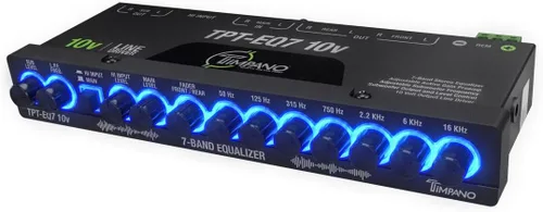 Timpano ecualizador de 7 bandas TPT-EQ7 de 10V de alta tensión, control de línea de salida RCA de 6 canales y subwoofer y crossover de 1/2 din,