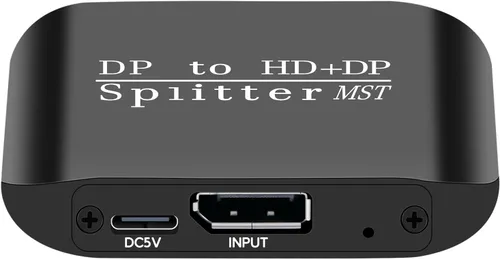 Miniatura 8 de ACHAVE Divisor DisplayPort a HDMI y DisplayPort, concentrador MST 4K, metal negro, adaptador de 1 entrada y 2 salidas, convertidor de señal de video