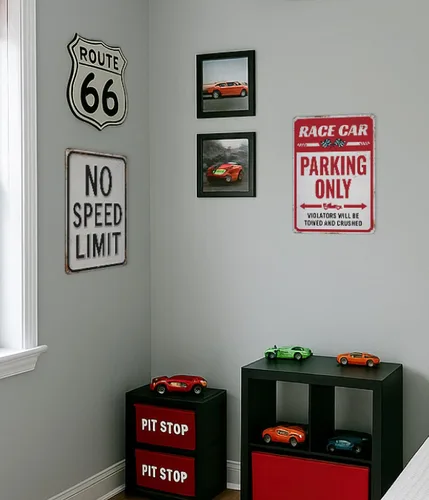 Miniatura 3 de Letrero en relieve sin límite de velocidad - Decoración de pared para niños, arte de pared de automóvil, letrero divertido para dormitorio