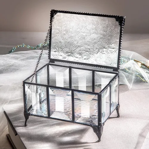Miniatura 3 de J Devlin - Caja de cristal biselado, caja decorativa para joyas, decoración de recuerdo, cristal transparente, caja 762