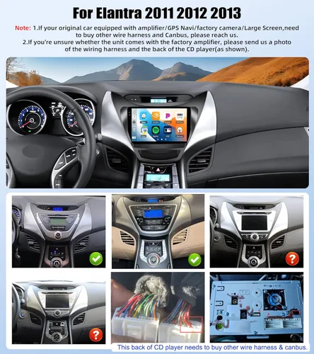 Miniatura 2 de 4G+64G Android Radio de coche estéreo para Hyundai Elantra 2011 2012 2013 con CarPlay inalámbrico Android Auto, pantalla táctil HD de 9 pulgadas