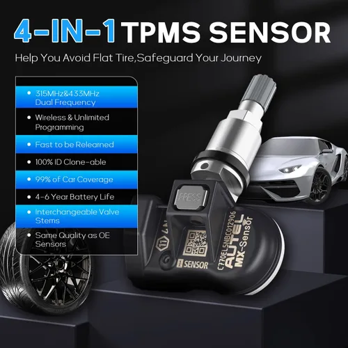 Miniatura 2 de Autel Sensores TPMS, MX-Sensor 2 en 1 de frecuencia dual 315MHz + 433 MHz de presión de nivel OE, programable por Autel TPMS Tool