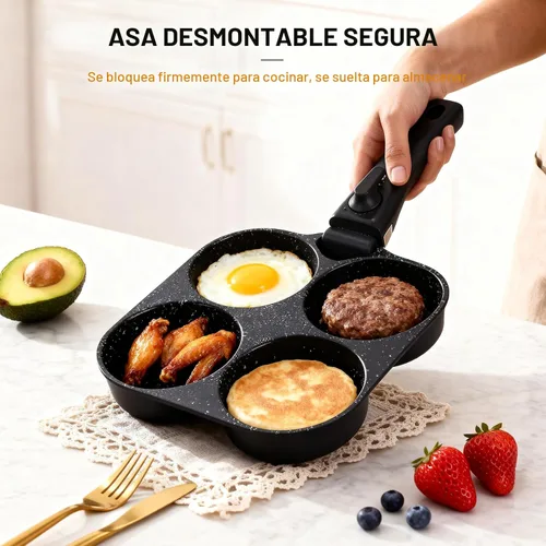 Miniatura 6 de Ammeloo Juego de 21 piezas de ollas y sartenes de cerámica antiadherentes con mangos desmontables y sartén para freír huevos, utensilios de cocina