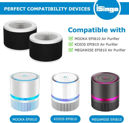 Miniatura 2 de Filtro de repuesto EPI810 compatible con purificadores de aire KOIOS y MOOKA y MEGAWISE EPI810, con filtro HEPA 3 en 1 para filtro Mooka EPI810