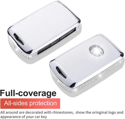 Miniatura 3 de Compatible con funda para llavero Mazda con llavero de cuero de cristal para Mazda 3, Mazda 3 Hatchback 2019-2022, CX-5, CX-30, CX-10 2019-2022