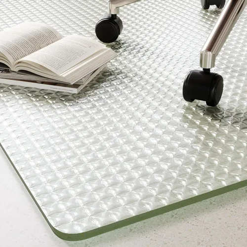 Miniatura 14 de Koonmi Tapete de cristal para silla de alfombra, 36 x 48 pulgadas, tapete de vidrio templado para silla de oficina, tapetes de vidrio con bordes