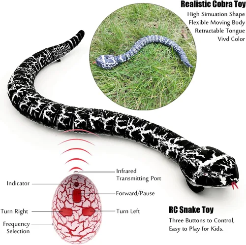 Miniatura 2 de Tipmant Juguete de animal a control remoto realista de serpiente a control remoto para gatear, eléctrico electrónico, funciona con pilas, honrado