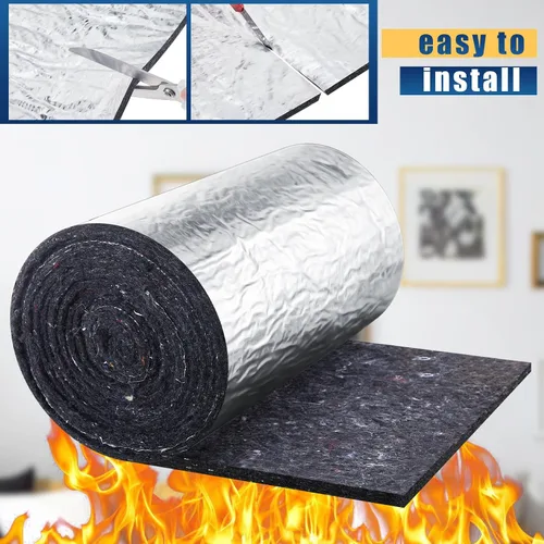 Miniatura 4 de Preboun 2 rollos de aislamiento de conducto con papel de aluminio, envoltura de conducto de algodón natural, manta de aislamiento de algodón
