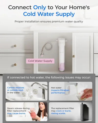 Miniatura 3 de Waterdrop BFU1 Filtro de agua para baño, para el cuidado facial, agua suave, enriquecido con estroncio Lavabo de baño White-Direct Connect
