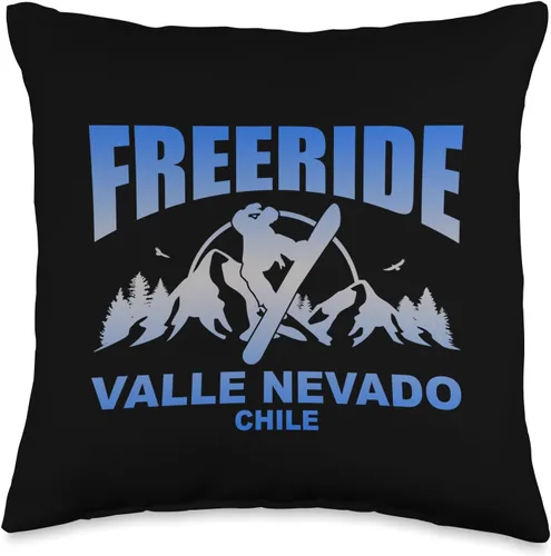Freeride Valle Nevado by Vertical Blue Designs Freeride Snowboard Valle Nevado Chile Throw Pillow, 16x16, Multicolor