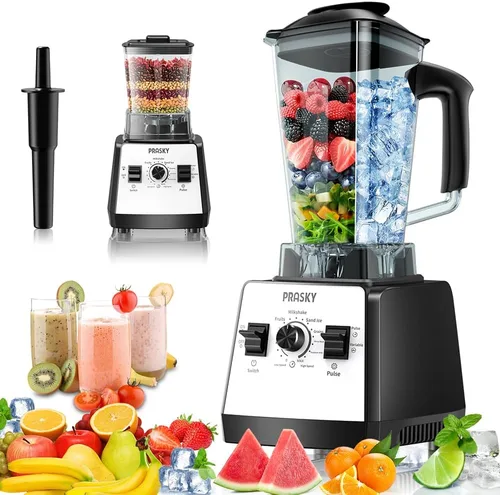 Miniatura 10 de Batidoras para cocina, licuadora de batidos, 2400 W/1000 W Prasky Blender & Grinder Combo, 25,000 RPM de alta velocidad, procesador de alimentos sin